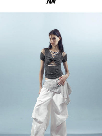 NORTH NODE Pleated Paratrooper Cargo Style Loose Fit Women&