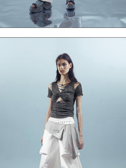 NORTH NODE Pleated Paratrooper Cargo Style Loose Fit Women&