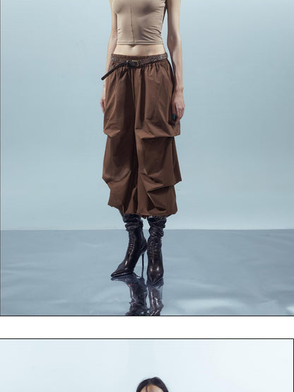 NORTH NODE Pleated Paratrooper Cargo Style Loose Fit Women&