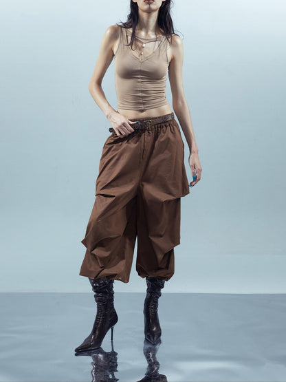 NORTH NODE Pleated Paratrooper Cargo Style Loose Fit Women&