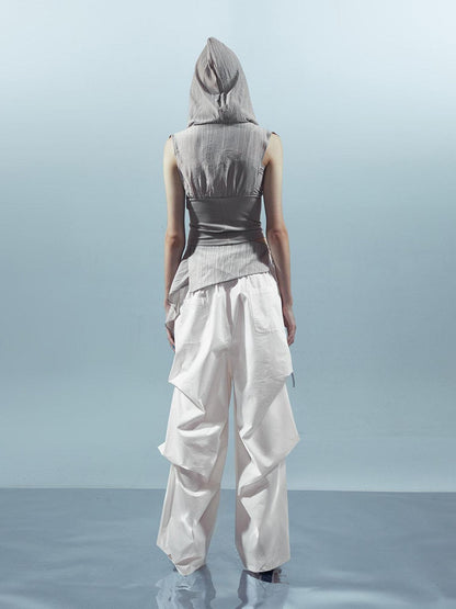 NORTH NODE Pleated Paratrooper Cargo Style Loose Fit Women&