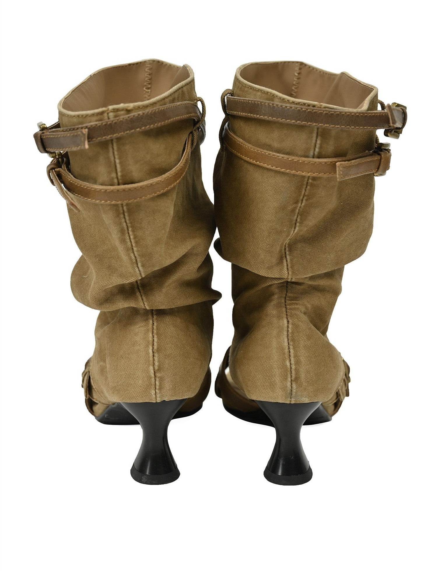 NORTH NODE Pleated Ruching Slouchy Open Toe High Heel Women&