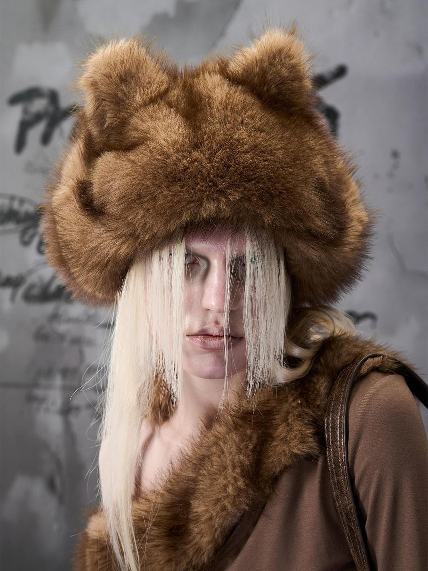 NORTH NODE Plush Fuzzy Pom Pom Cat Ear Earflap Women&