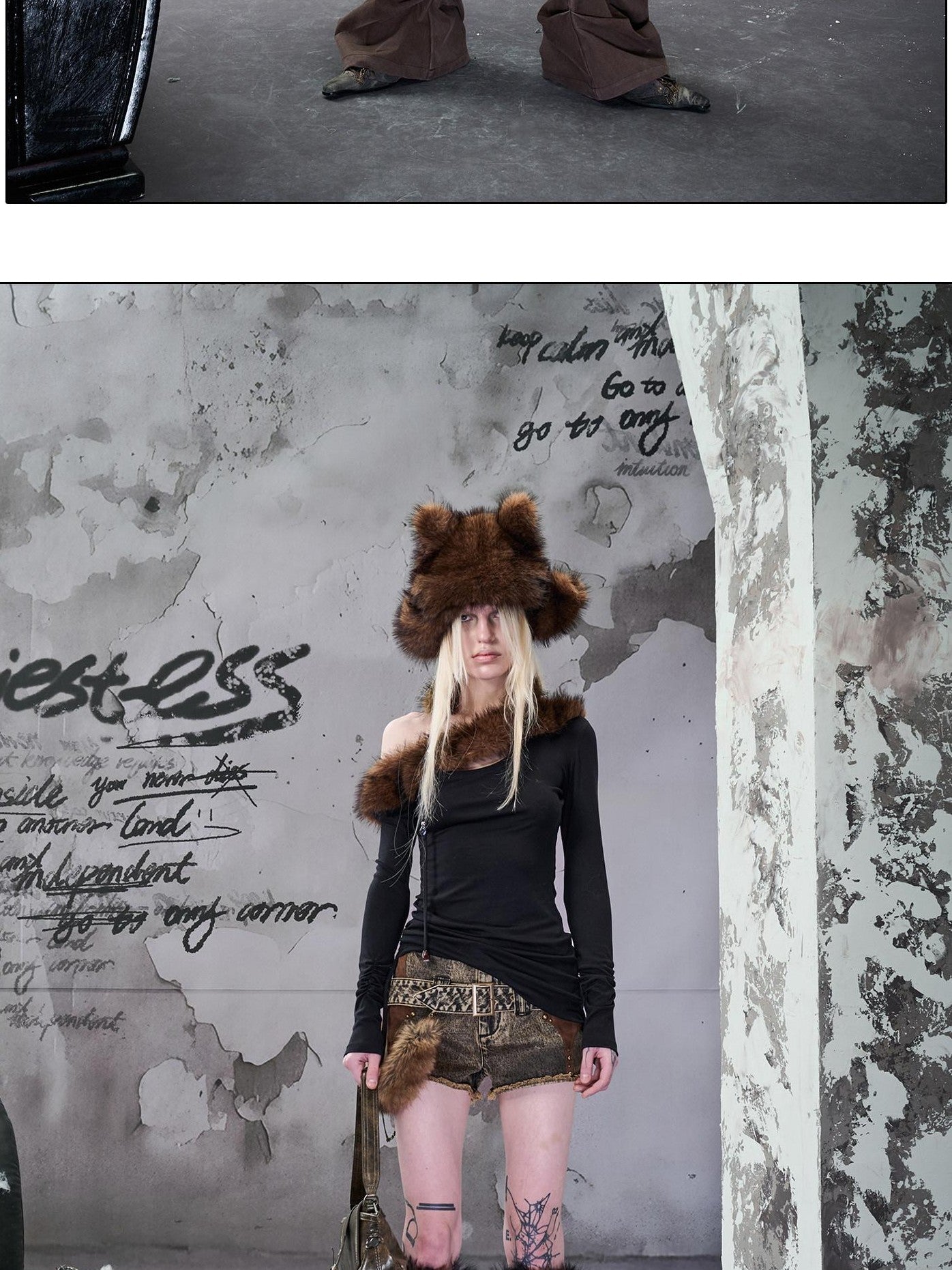 NORTH NODE Plush Fuzzy Pom Pom Cat Ear Earflap Women&