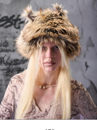 NORTH NODE Plush Fuzzy Pom Pom Cat Ear Earflap Women&