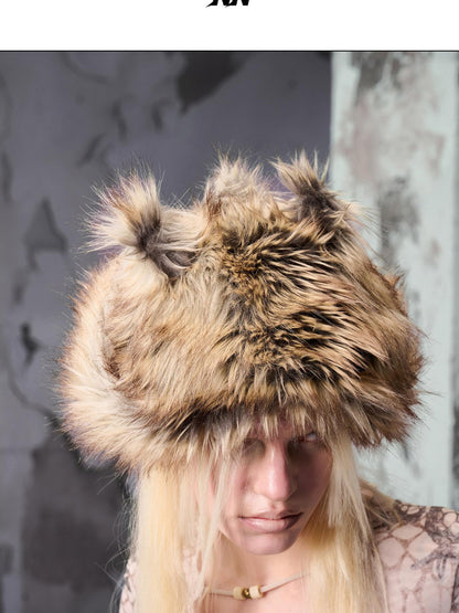 NORTH NODE Plush Fuzzy Pom Pom Cat Ear Earflap Women&