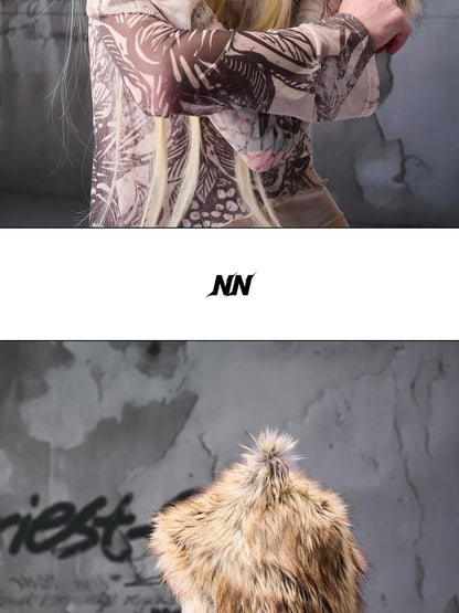 NORTH NODE Plush Fuzzy Pom Pom Cat Ear Earflap Women&