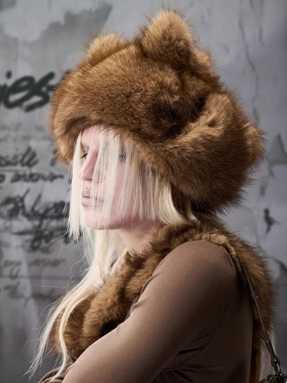 NORTH NODE Plush Fuzzy Pom Pom Cat Ear Earflap Women&