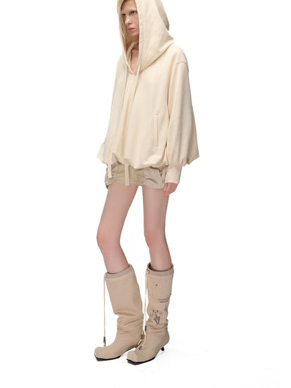 NORTH NODE Pocket Drawstring Bubble Cloud Floral Pullover Women&
