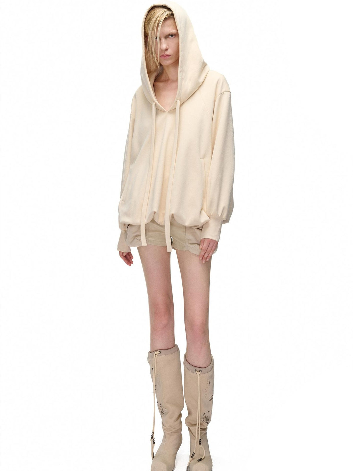NORTH NODE Pocket Drawstring Bubble Cloud Floral Pullover Women&