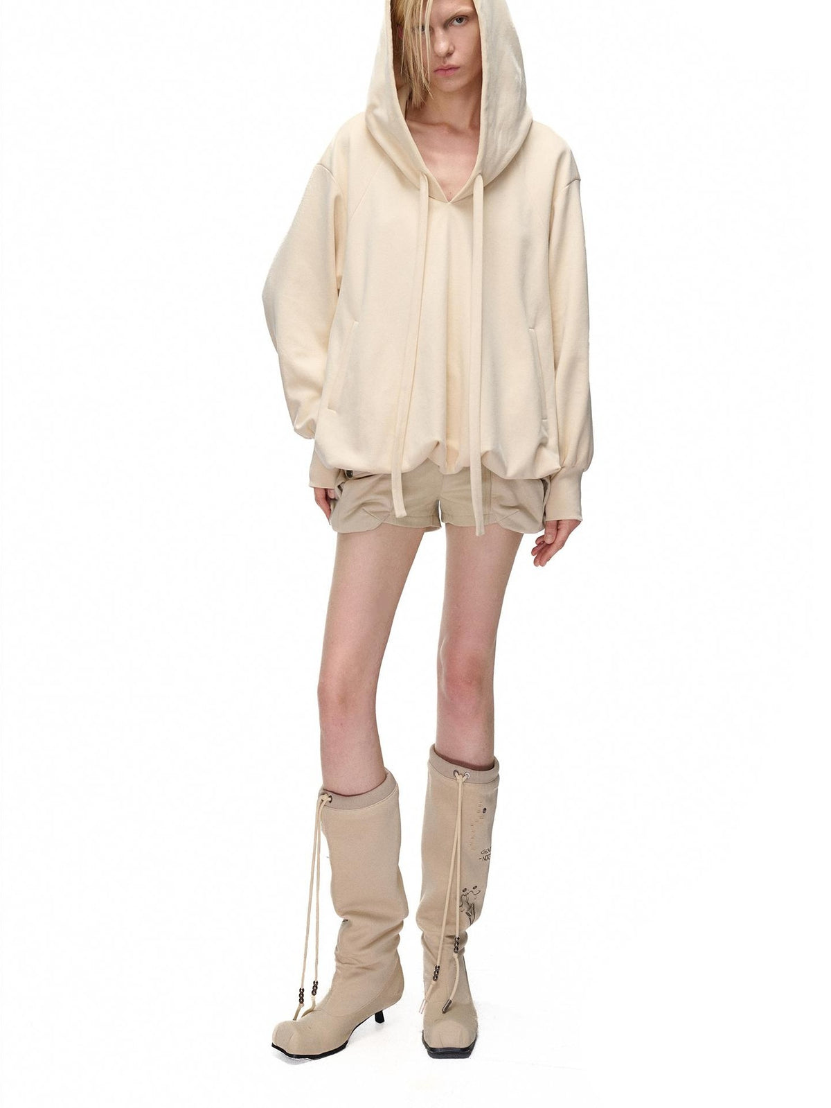 NORTH NODE Pocket Drawstring Bubble Cloud Floral Pullover Women&