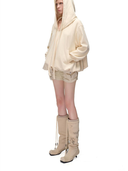 NORTH NODE Pocket Drawstring Bubble Cloud Floral Pullover Women&
