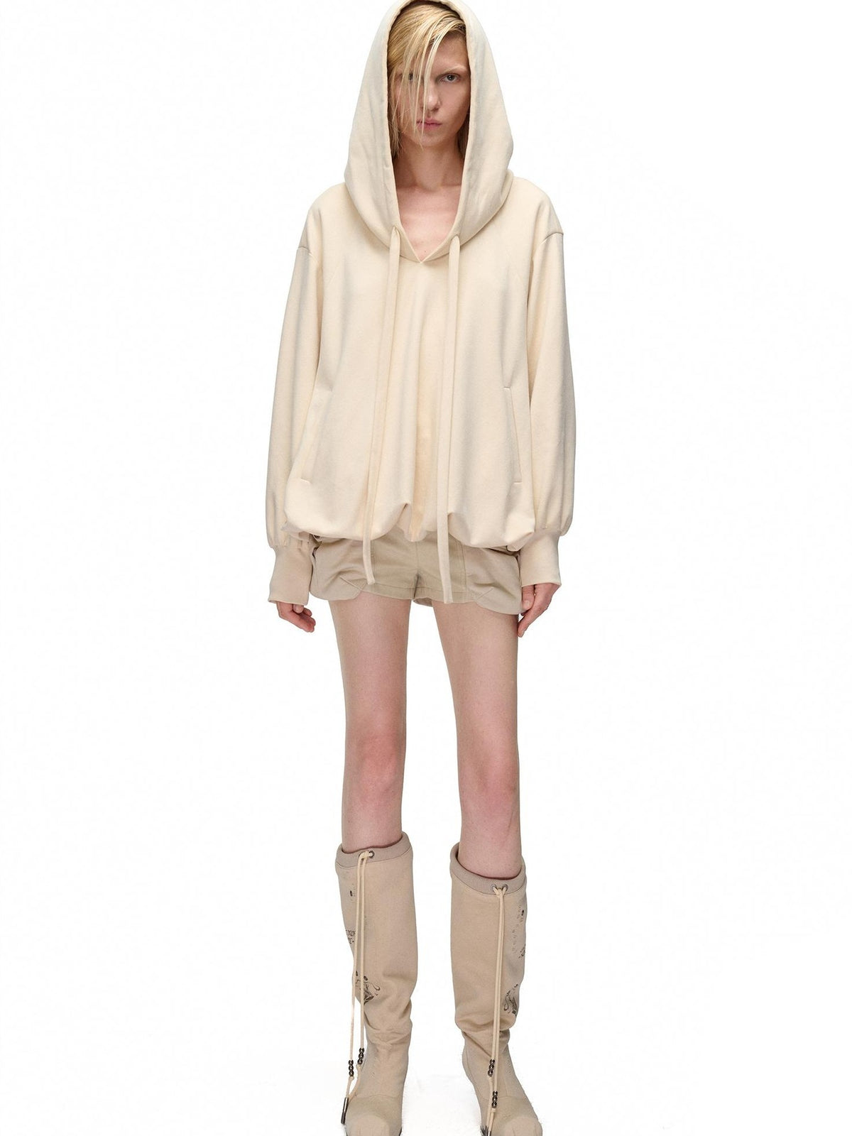 NORTH NODE Pocket Drawstring Bubble Cloud Floral Pullover Women&