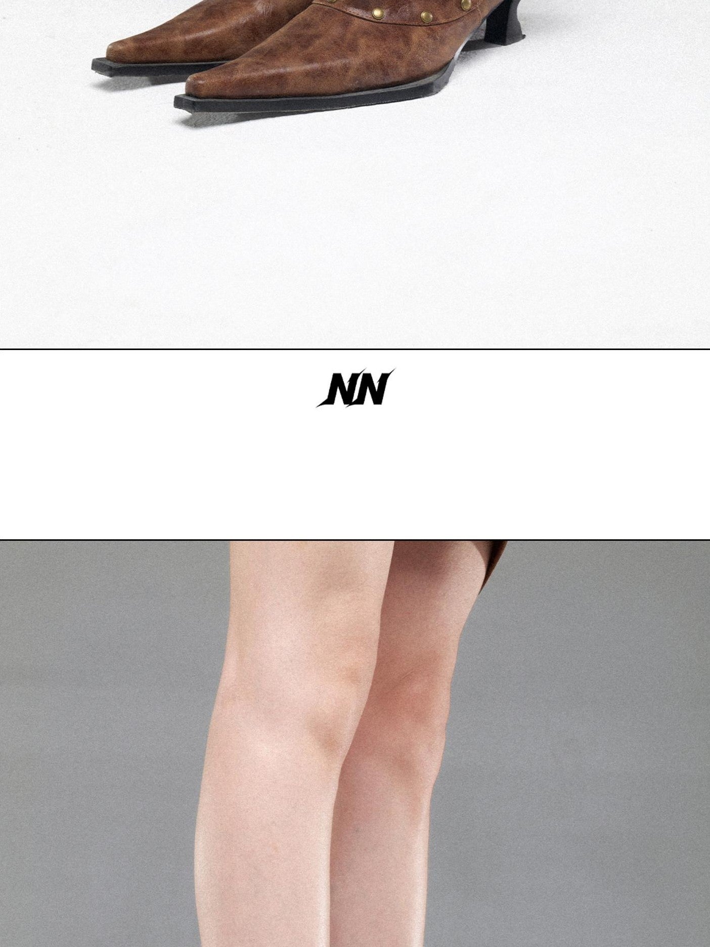 NORTH NODE Pointed Pleated Metal Hardware Horseshoe Heel Women&