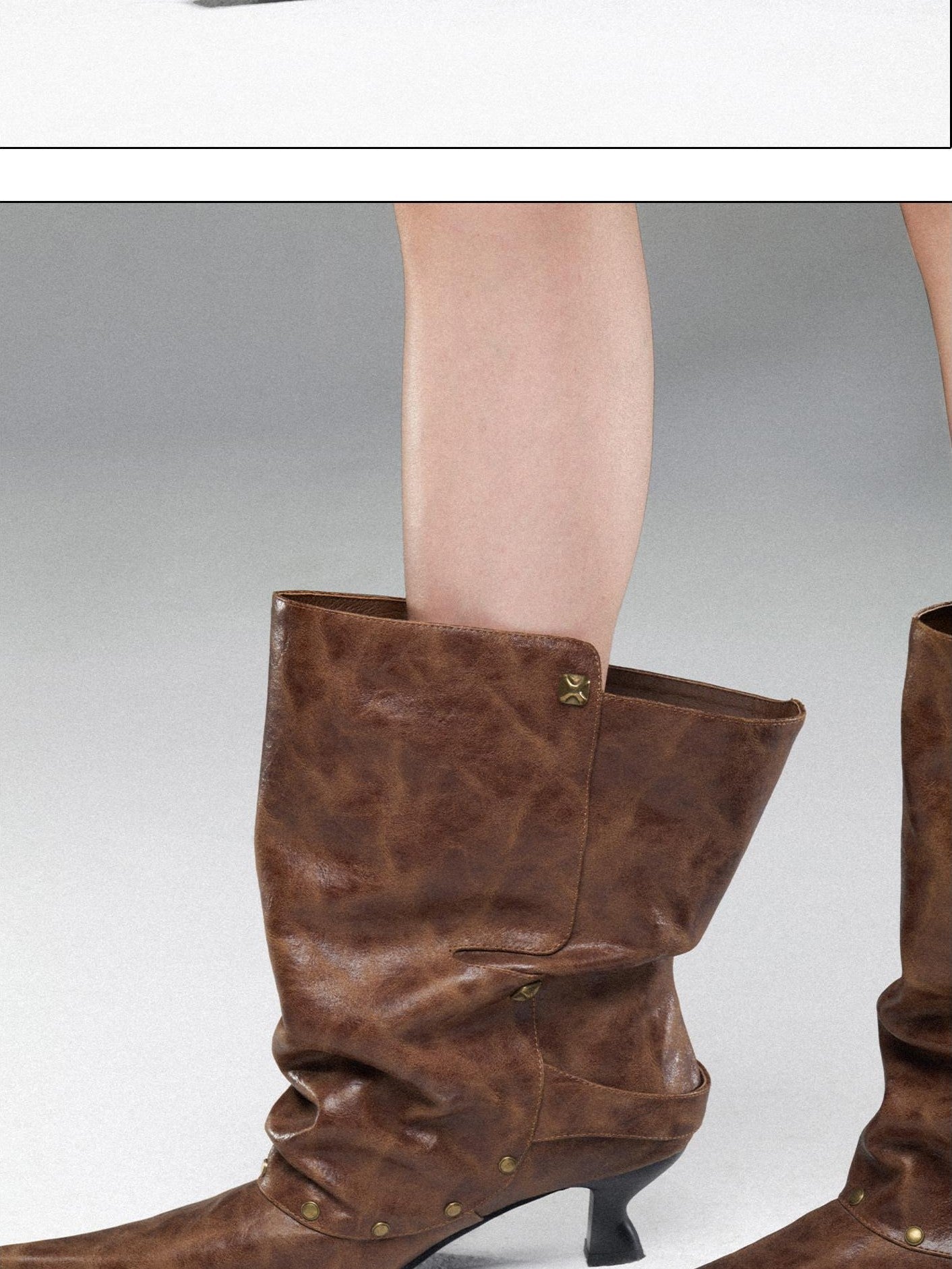 NORTH NODE Pointed Pleated Metal Hardware Horseshoe Heel Women&