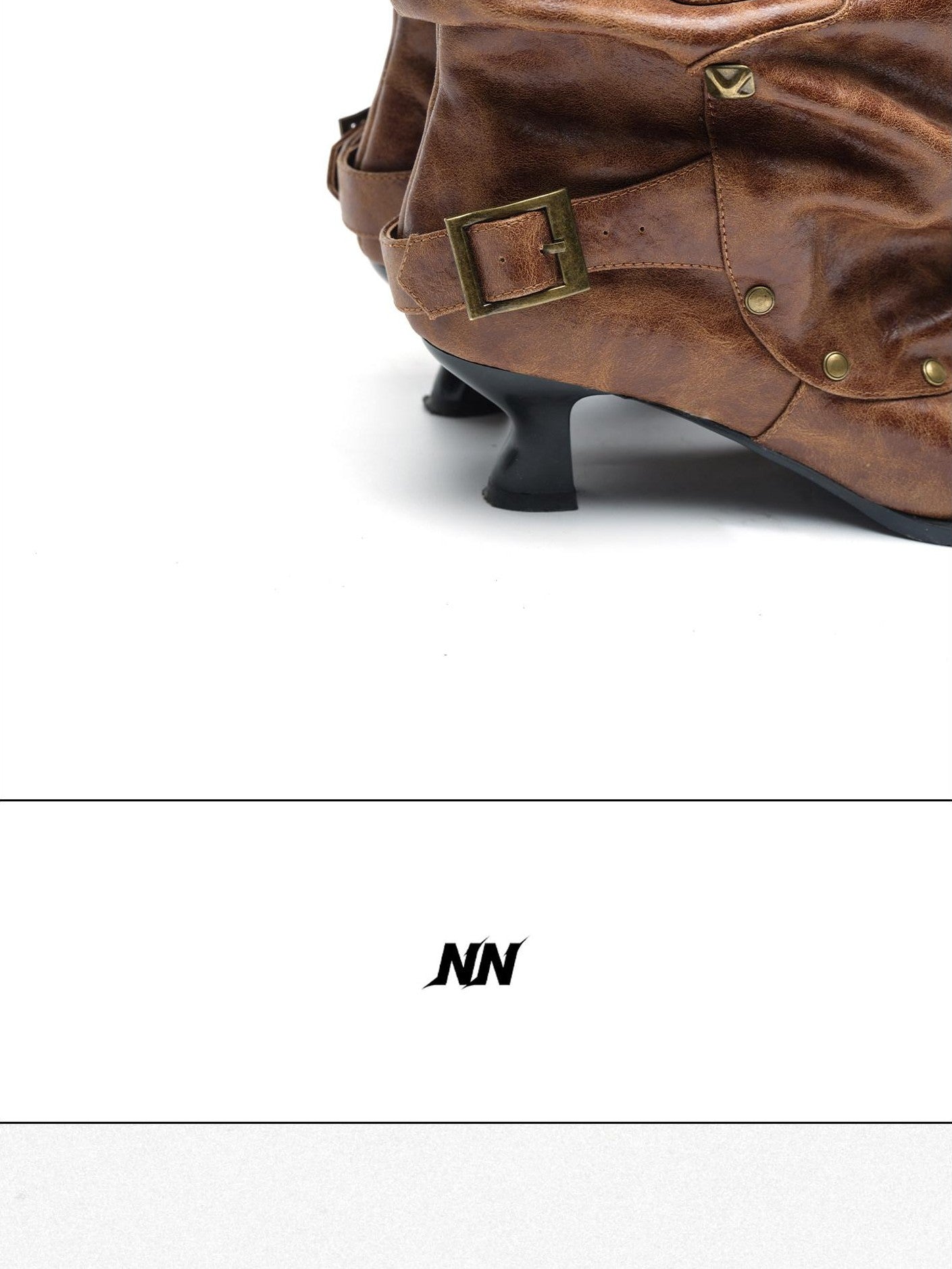 NORTH NODE Pointed Pleated Metal Hardware Horseshoe Heel Women&