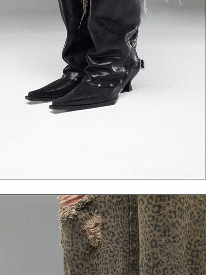 NORTH NODE Pointed Pleated Metal Hardware Horseshoe Heel Women&