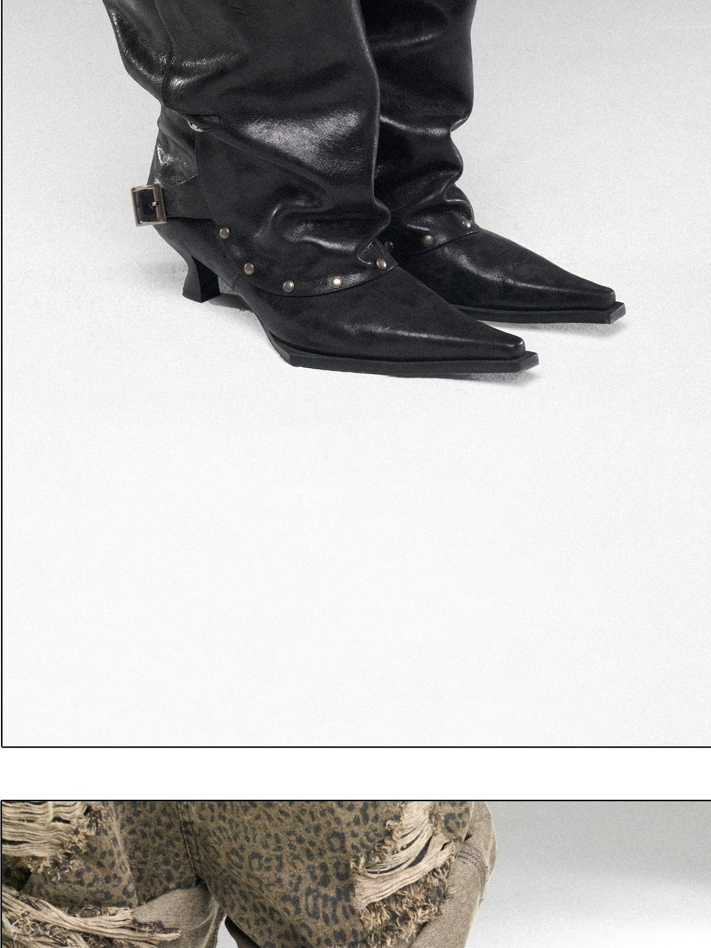 NORTH NODE Pointed Pleated Metal Hardware Horseshoe Heel Women&