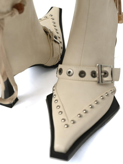 NORTH NODE Pointed Toe Fur Beaded Studded High Heel Women&