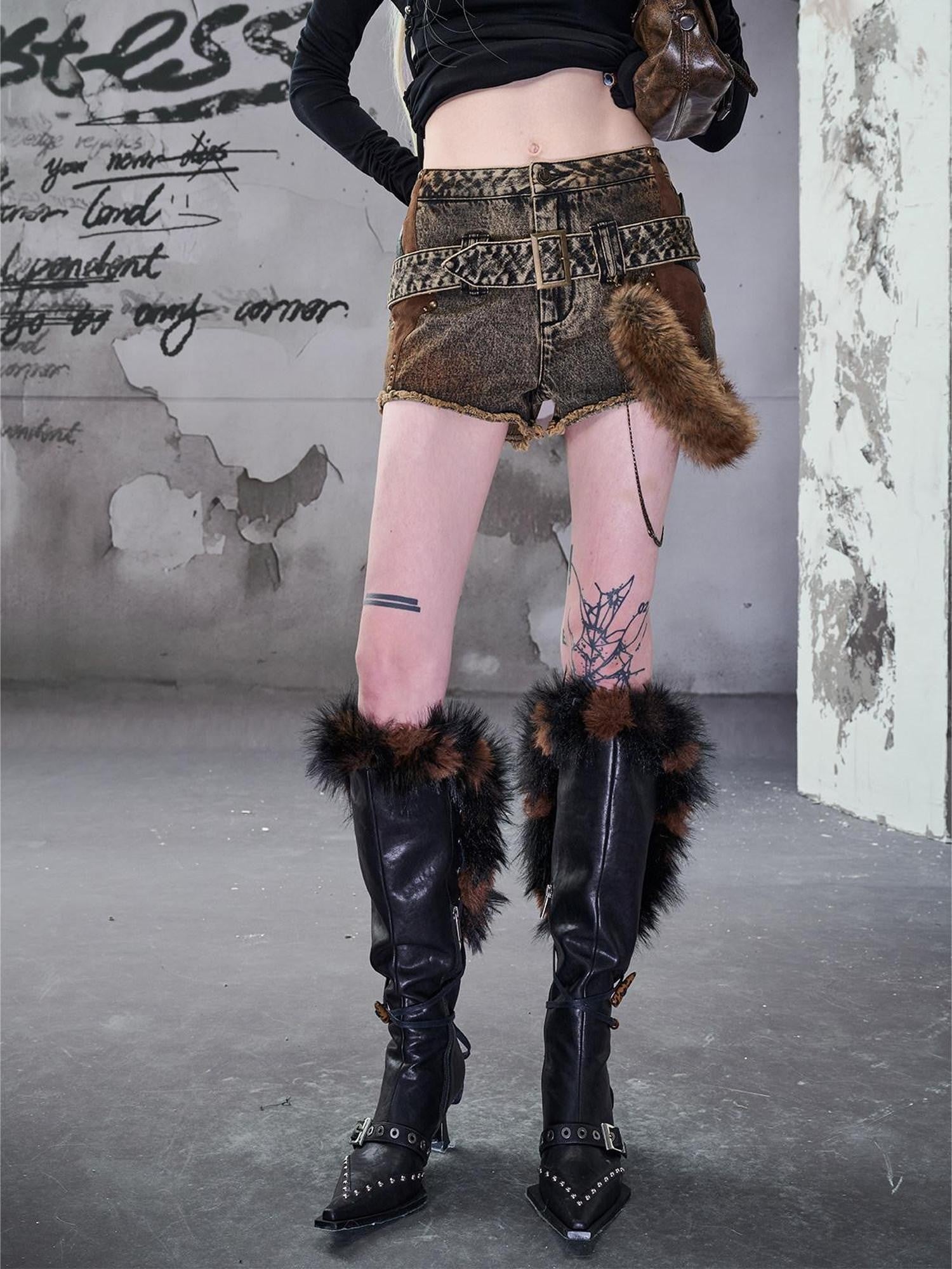 NORTH NODE Pointed Toe Fur Beaded Studded High Heel Women&