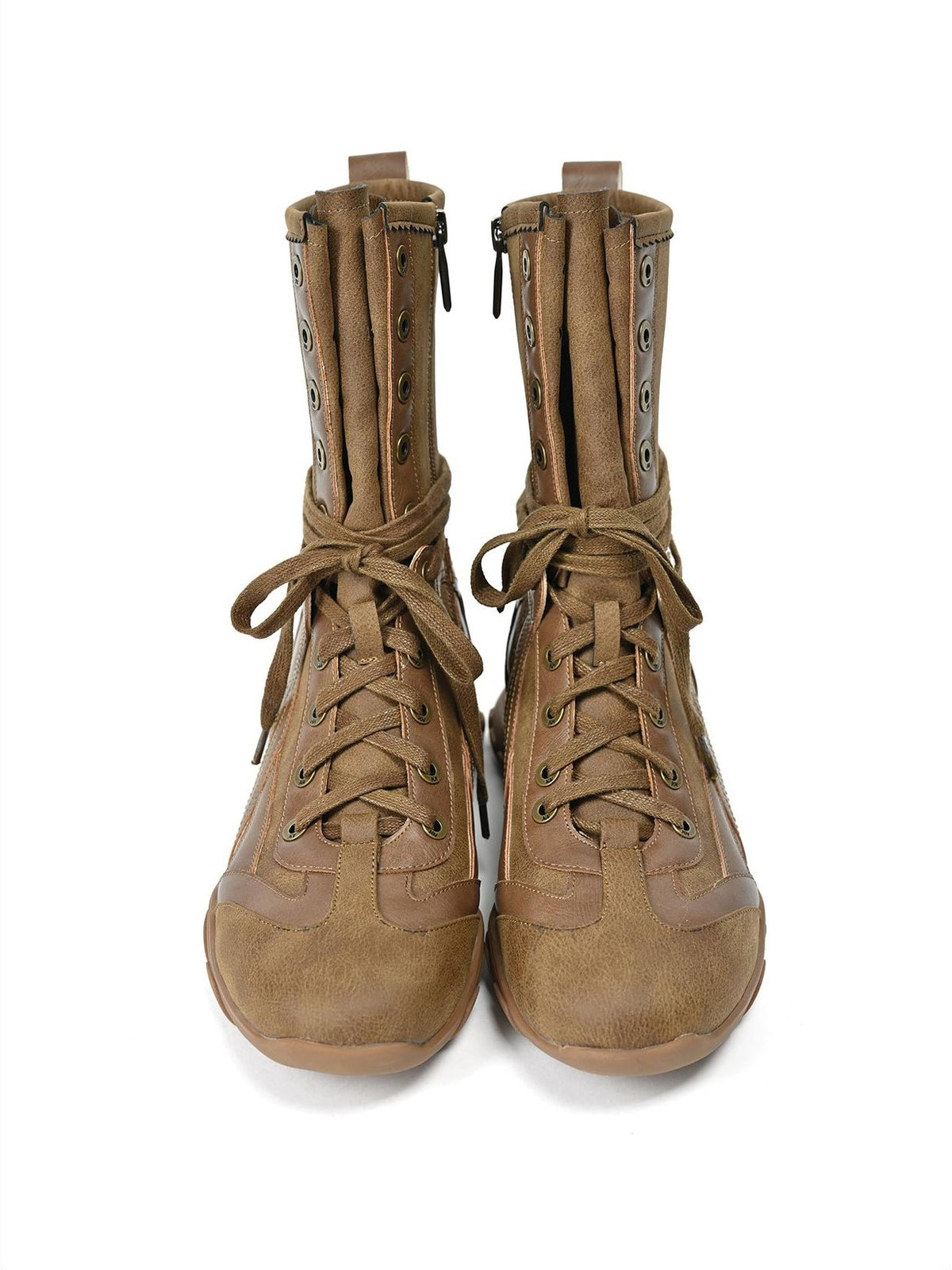 NORTH NODE Pointed Toe Lace Up Panelled Synthetic Leather Women&