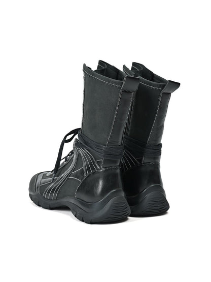 NORTH NODE Pointed Toe Lace Up Panelled Synthetic Leather Women&