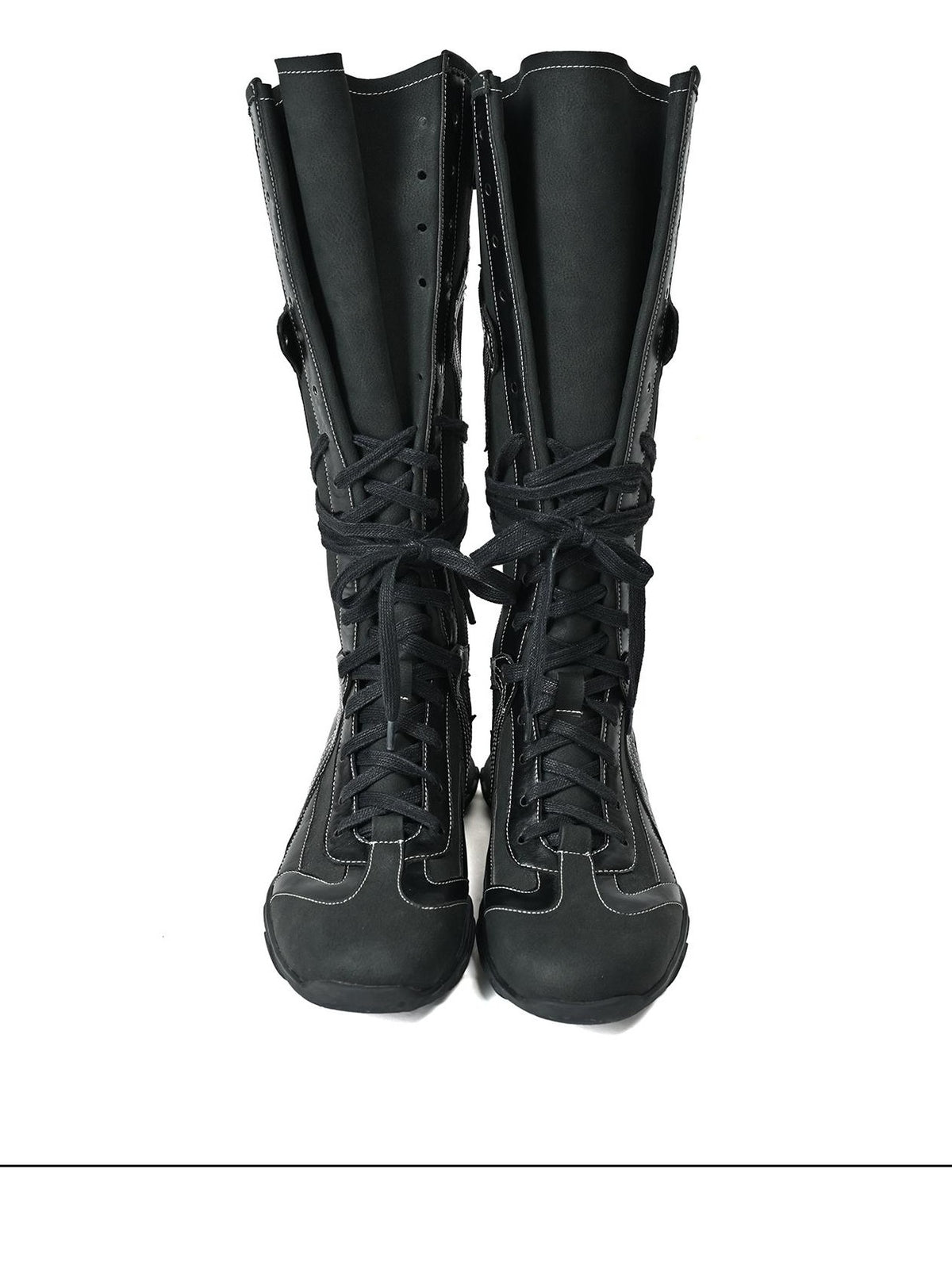 NORTH NODE Pointed Toe Lace Up Panelled Synthetic Leather Women&