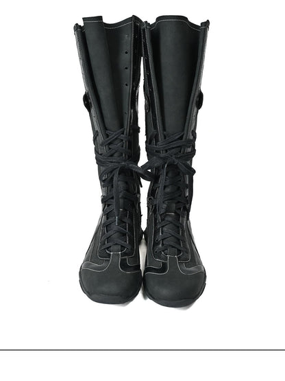 NORTH NODE Pointed Toe Lace Up Panelled Synthetic Leather Women&