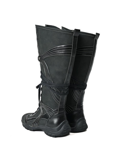 NORTH NODE Pointed Toe Lace Up Panelled Synthetic Leather Women&