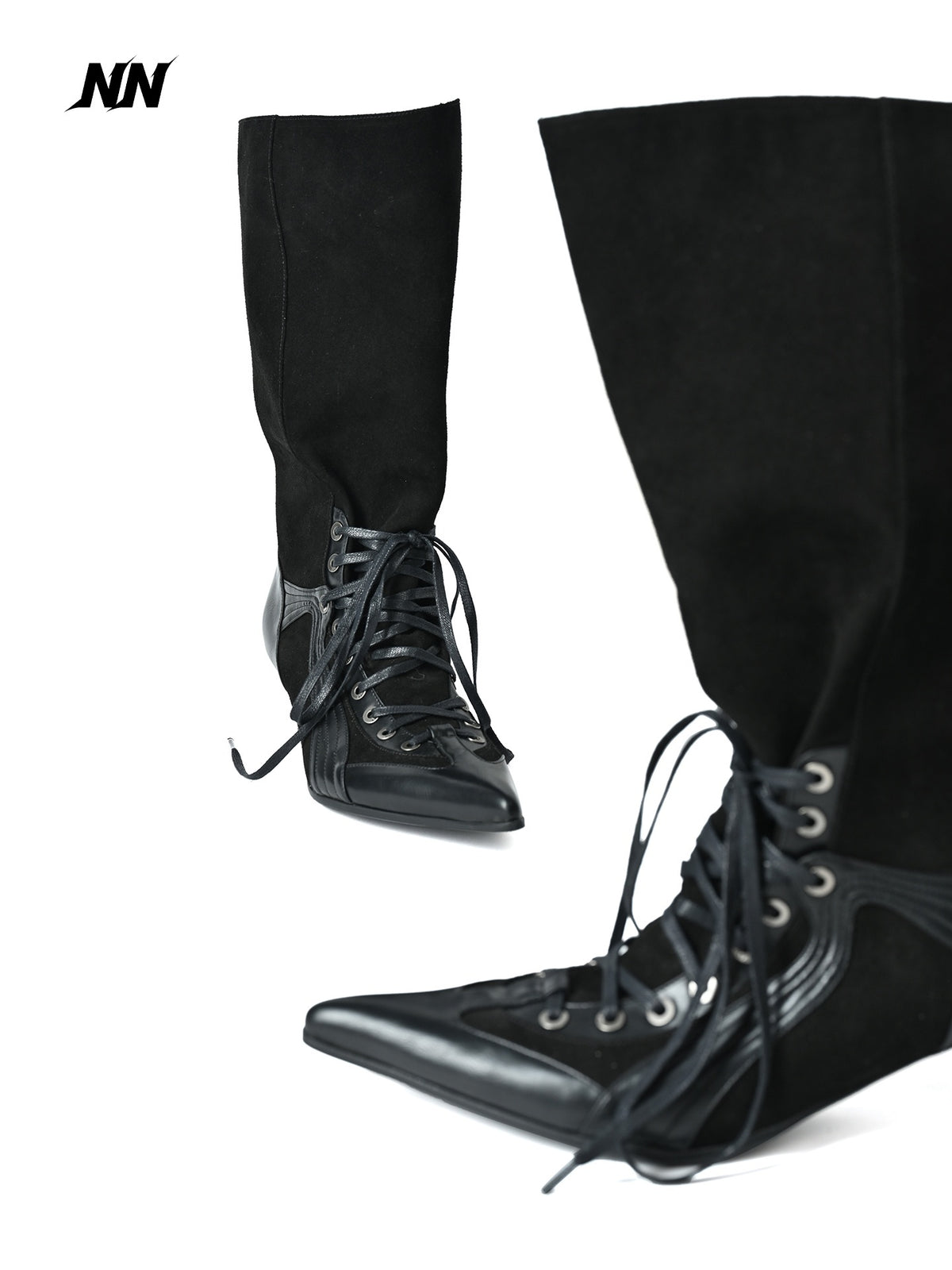 NORTH_NODE_Pointed_Toe_Patchwork_Lace_Up_High_Heel_Women&