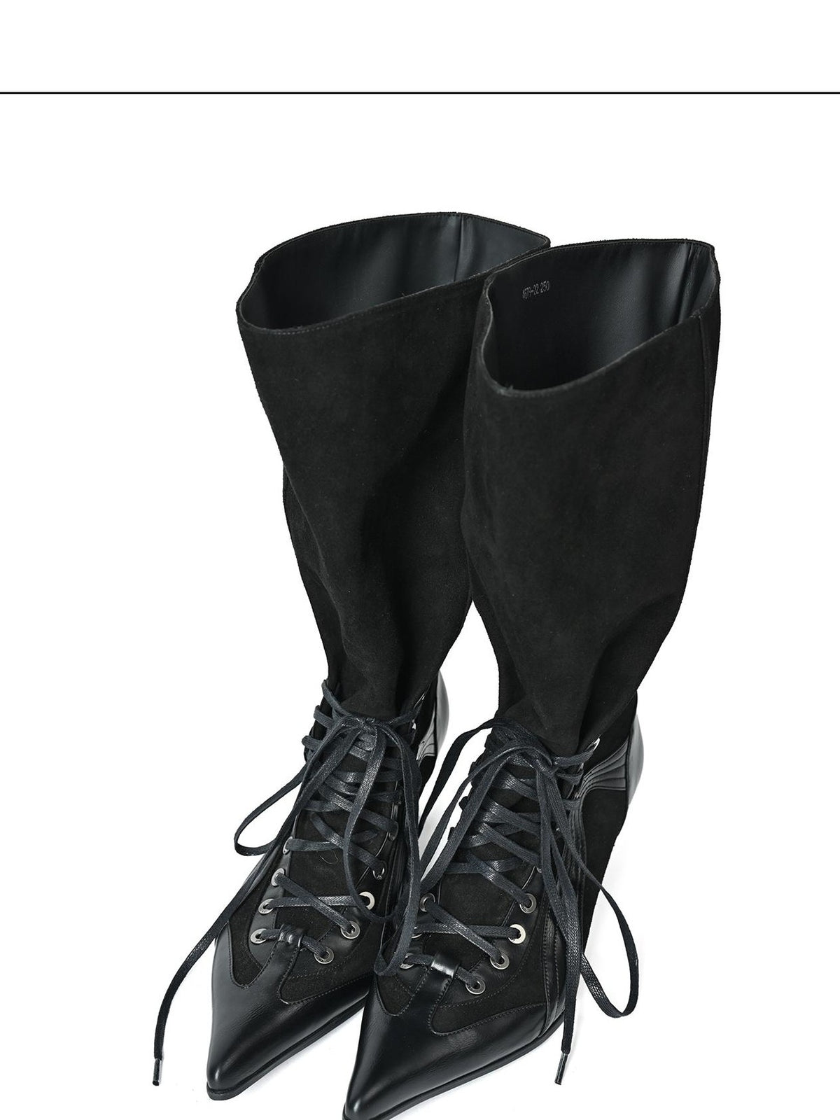 NORTH NODE Pointed Toe Patchwork Lace Up High Heel Women&