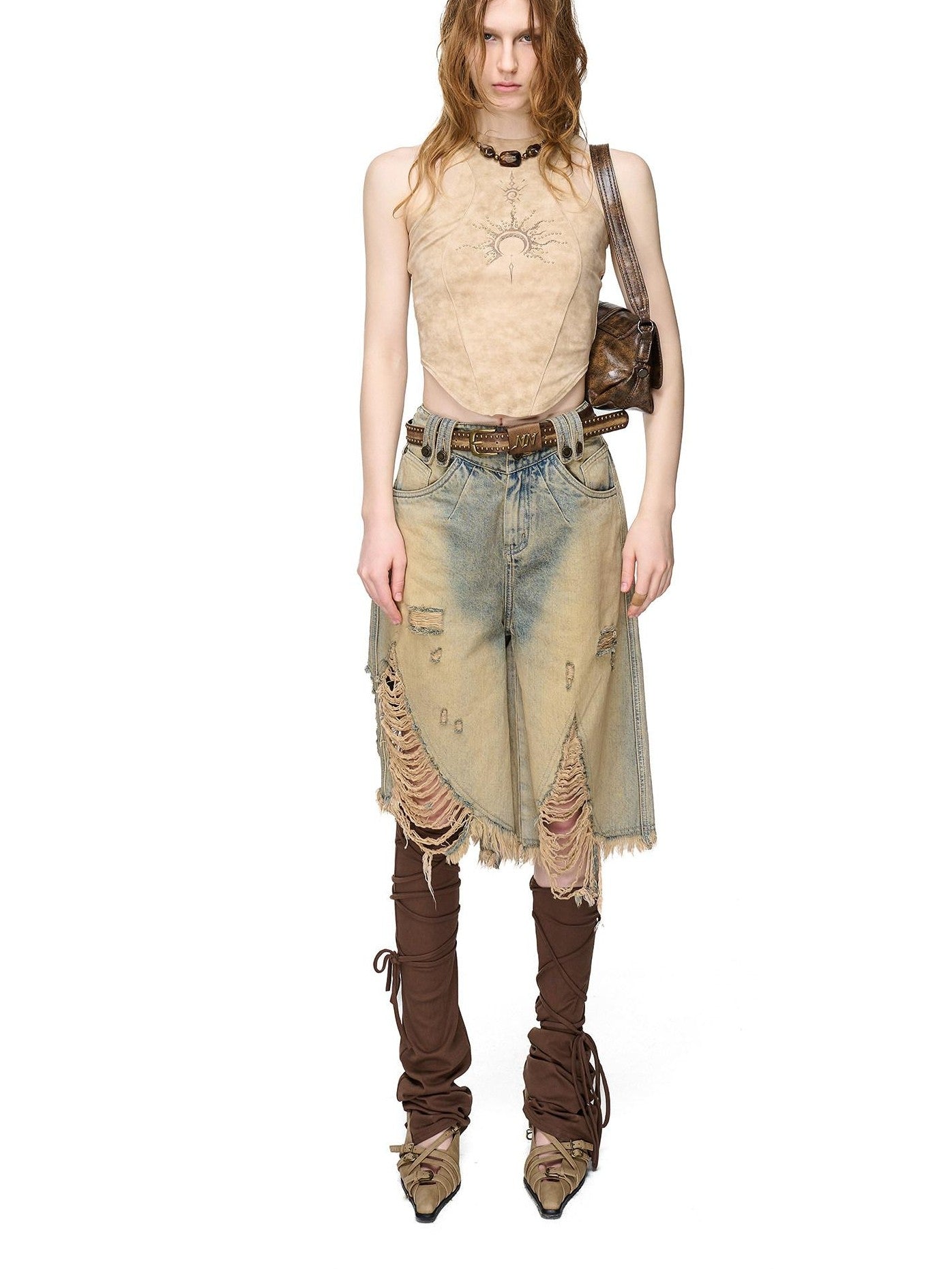 NORTH NODE Printed Hotfix Rhinestone Slimming Slim Fit Women&