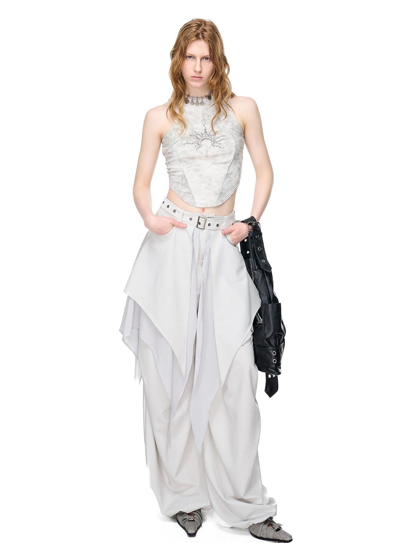 NORTH NODE Printed Hotfix Rhinestone Slimming Slim Fit Women&