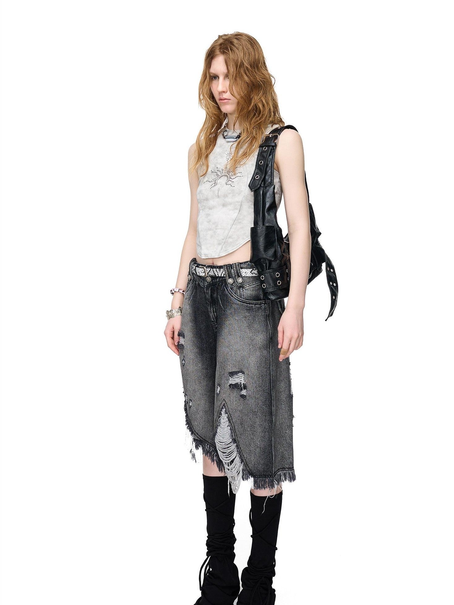 NORTH NODE Printed Hotfix Rhinestone Slimming Slim Fit Women&