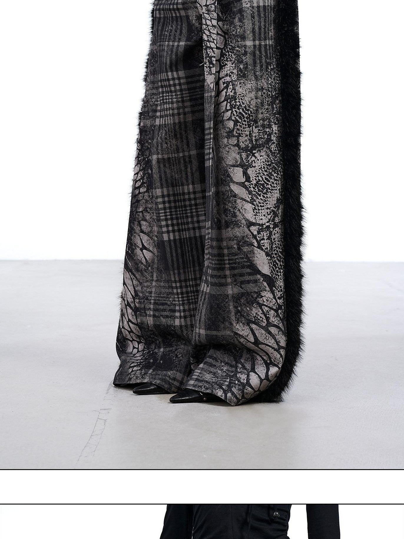 NORTH NODE Printed Plaid Patchwork Fur Women&