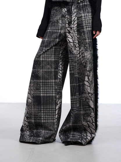 NORTH NODE Printed Plaid Patchwork Fur Women&