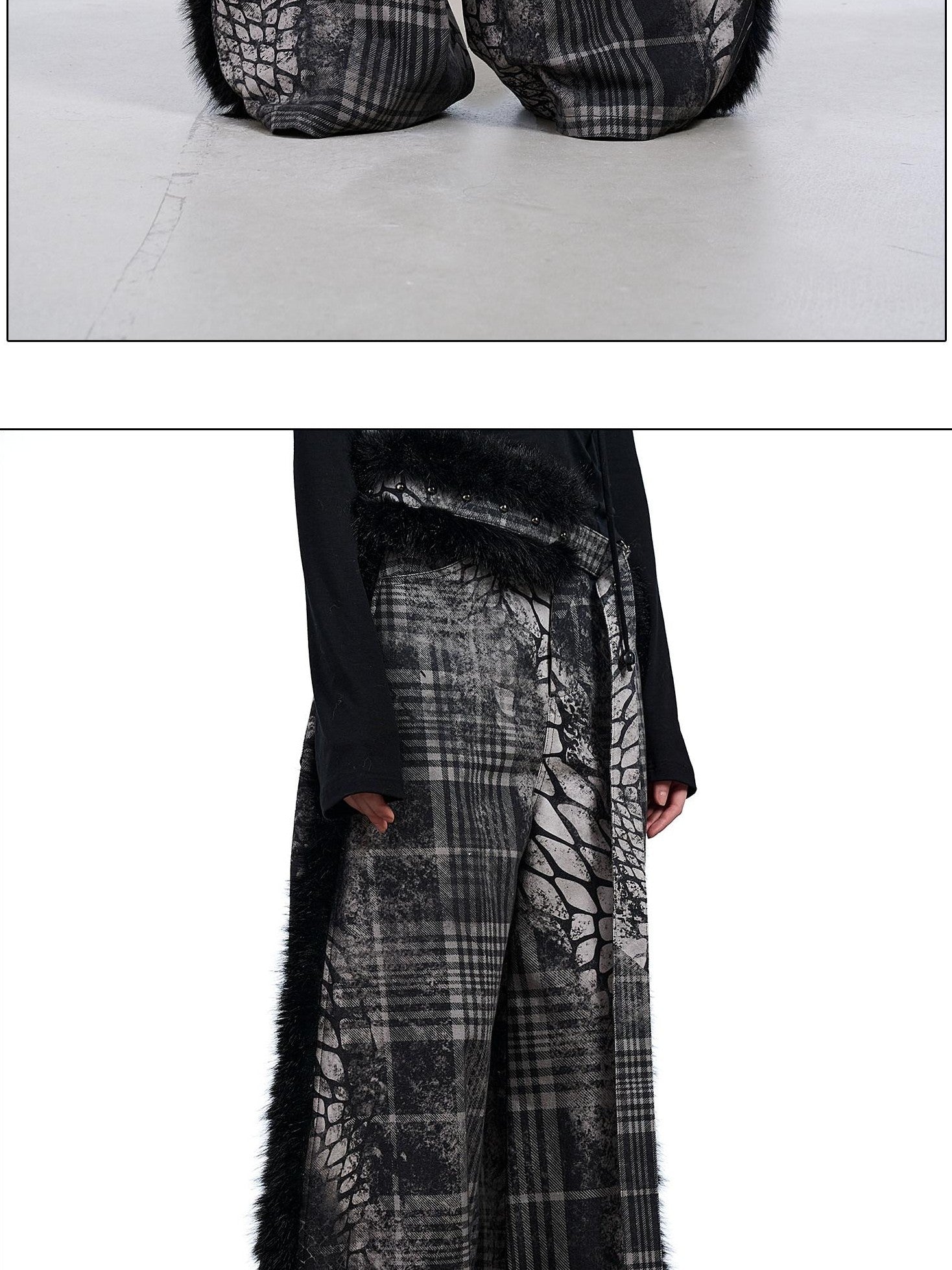 NORTH NODE Printed Plaid Patchwork Fur Women&
