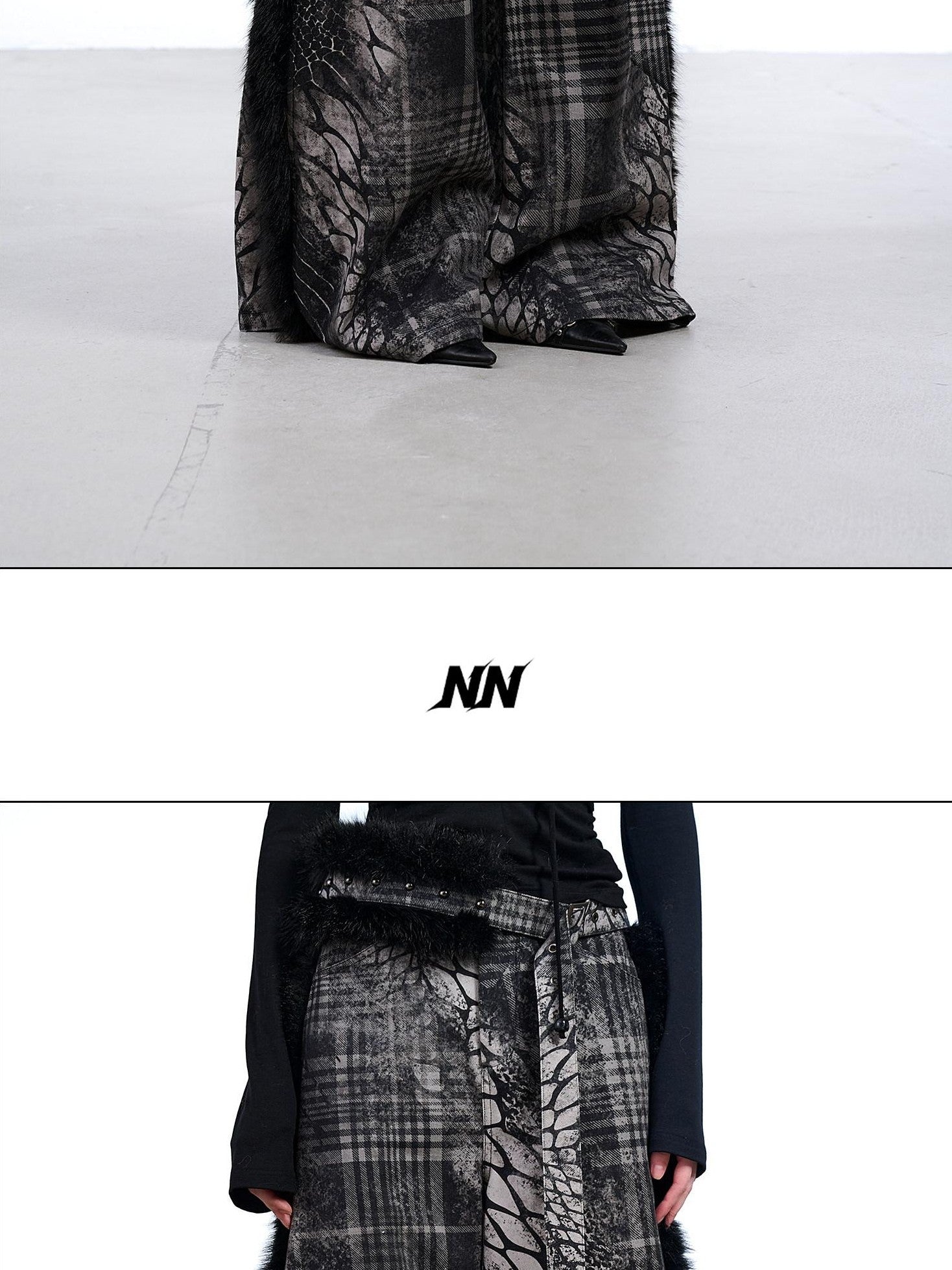 NORTH NODE Printed Plaid Patchwork Fur Women&