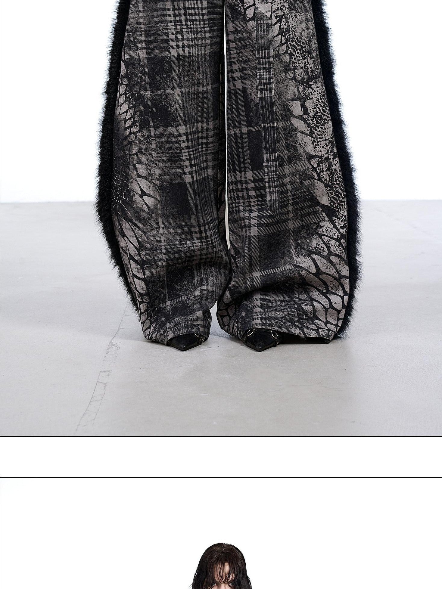 NORTH NODE Printed Plaid Patchwork Fur Women&
