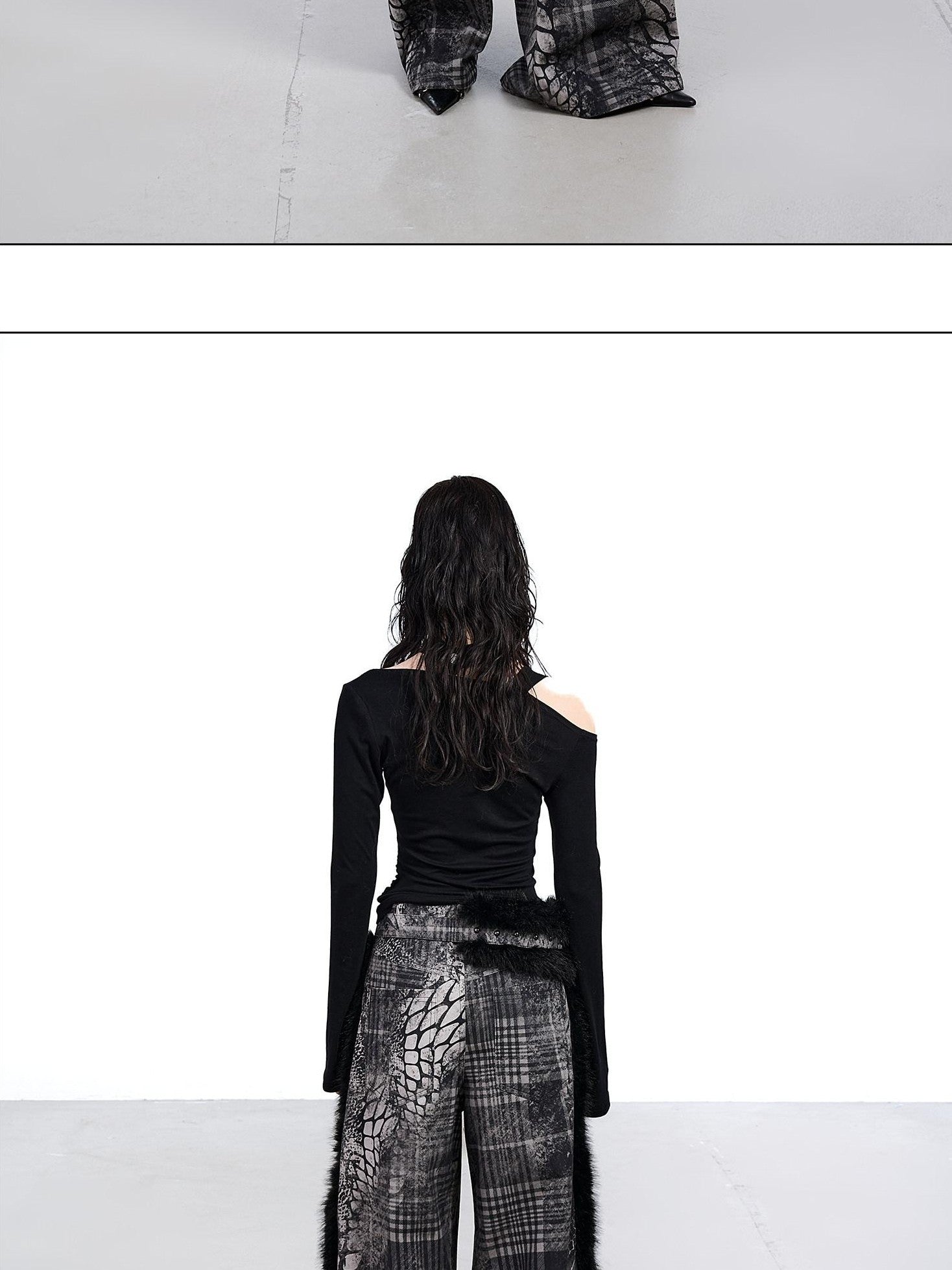 NORTH NODE Printed Plaid Patchwork Fur Women&