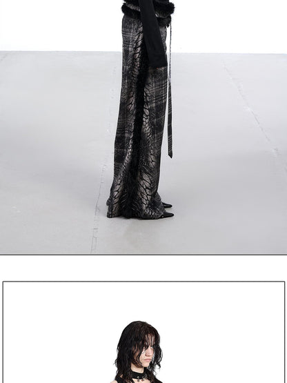 NORTH NODE Printed Plaid Patchwork Fur Women&