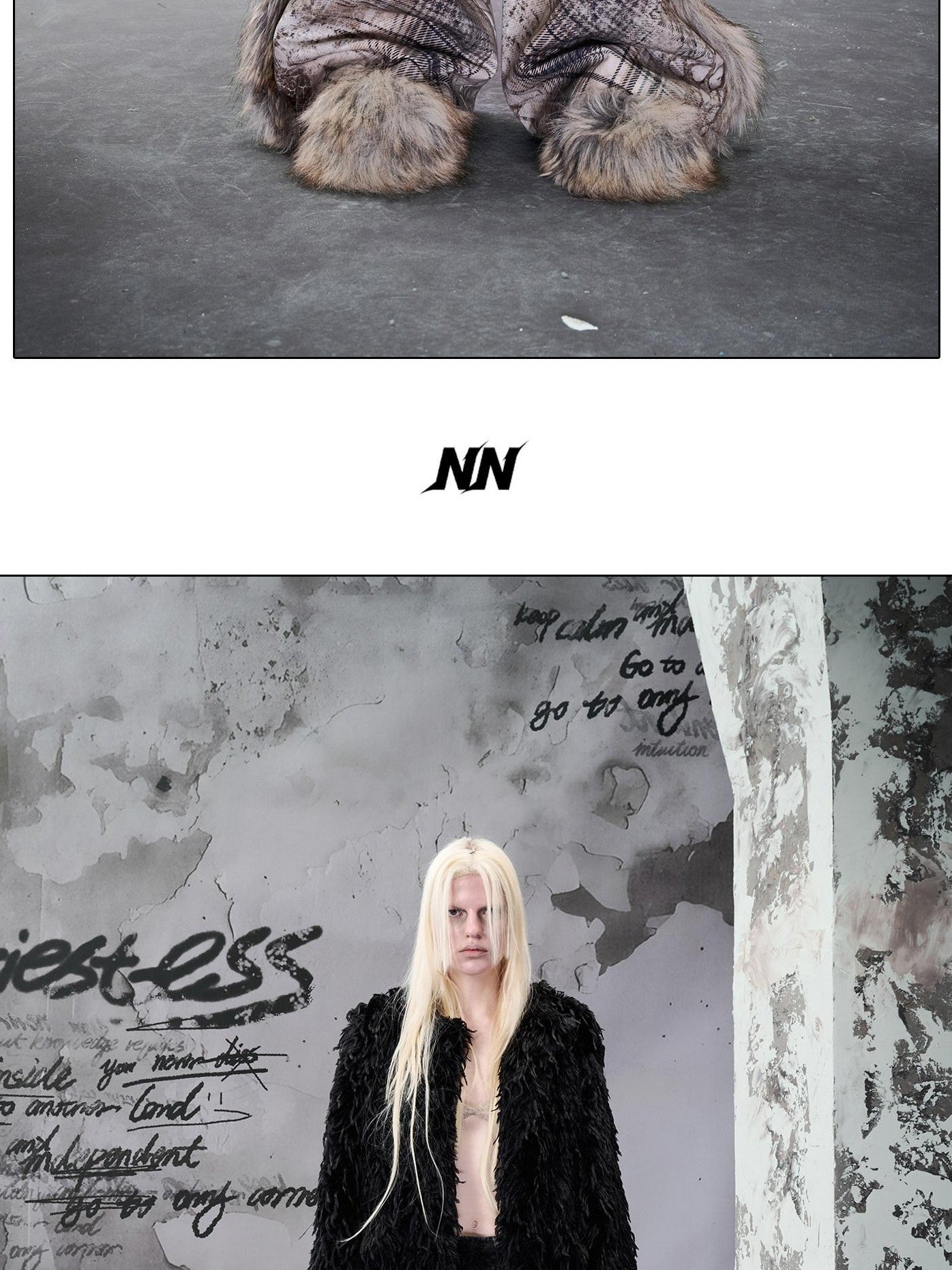 NORTH NODE Printed Plaid Patchwork Fur Women&