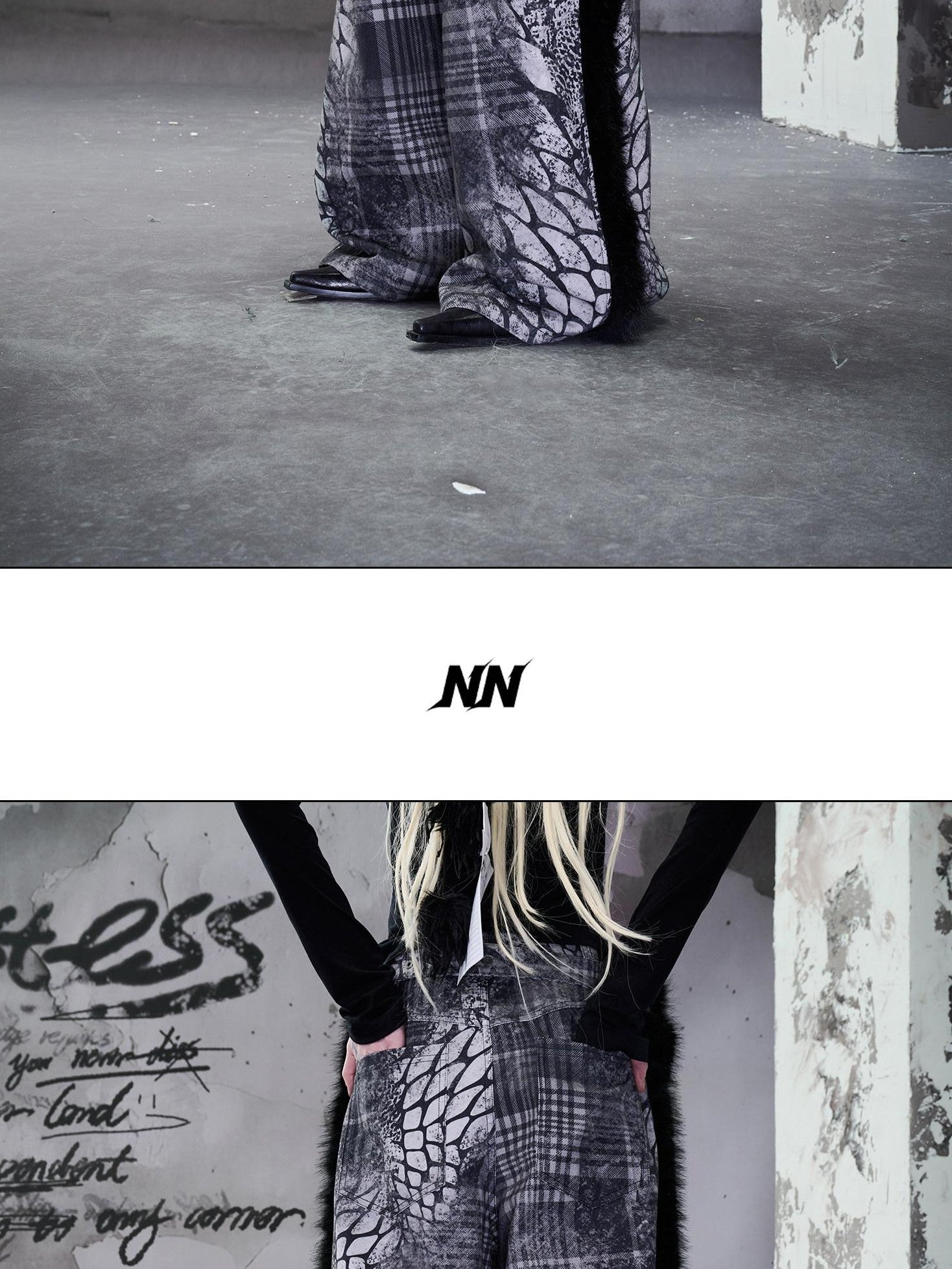 NORTH NODE Printed Plaid Patchwork Fur Women&