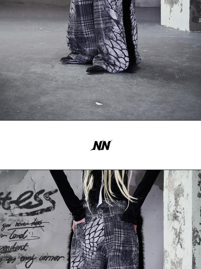 NORTH NODE Printed Plaid Patchwork Fur Women&