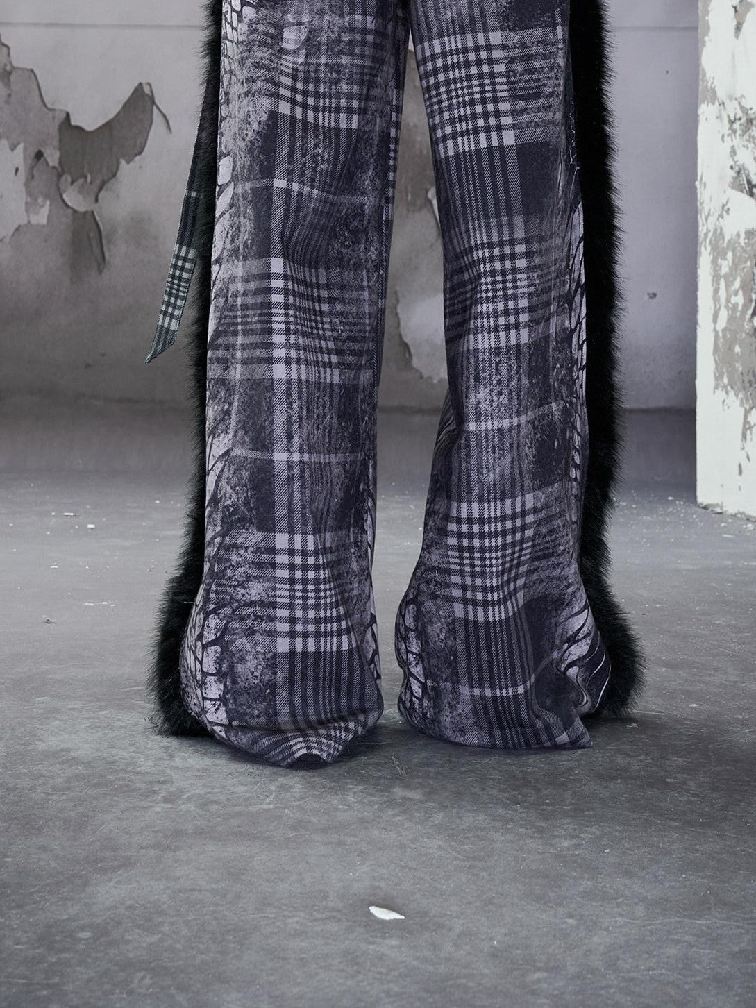NORTH NODE Printed Plaid Patchwork Fur Women&