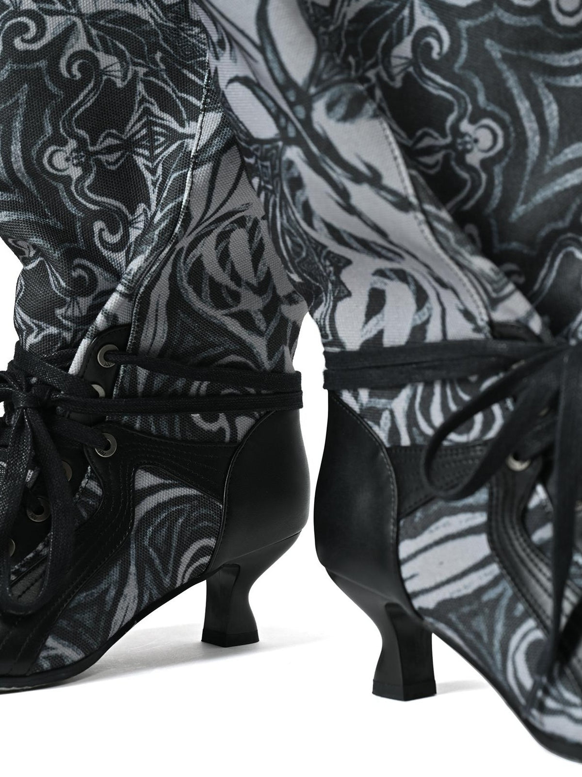 NORTH NODE Printed Pointed Toe Lace Up High Heel Women&