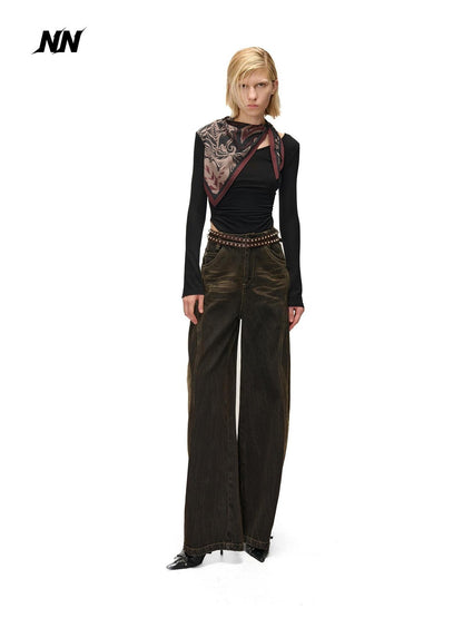 NORTH NODE Printed Scarf Panel Lyocell Cotton Women&
