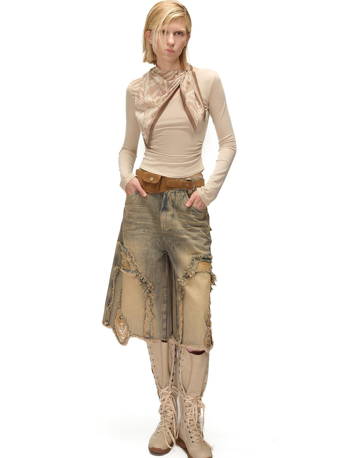 NORTH NODE Printed Scarf Panel Lyocell Cotton Women&