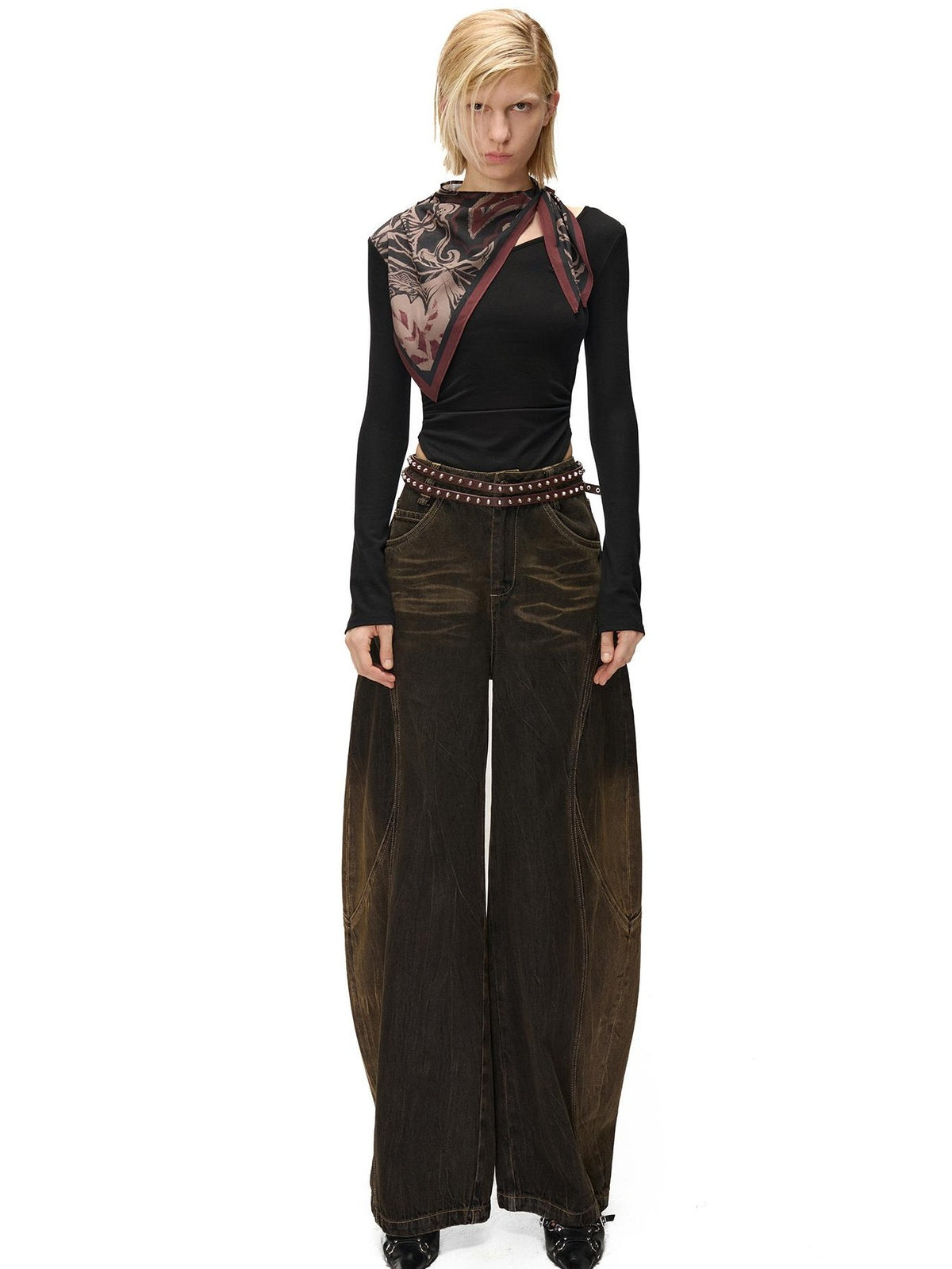NORTH NODE Printed Scarf Panel Lyocell Cotton Women&