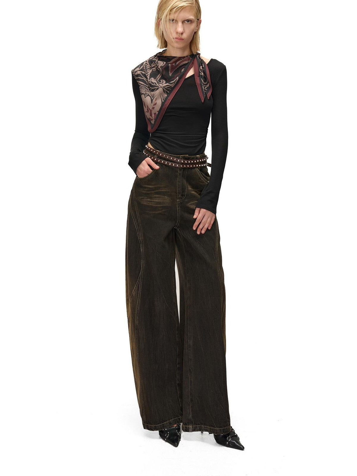 NORTH NODE Printed Scarf Panel Lyocell Cotton Women&